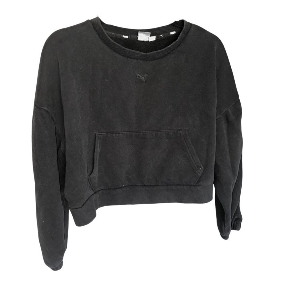 Black Cropped Puma Sweatshirt Crewneck Women's Large